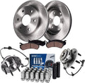 Detroit Axle - 4WD Front Disc Rotors Brake Pads Wheel Hubs + 24pc Lug Nuts w/keys Replacement for Chevy GMC Sierra Silverado 1500 Escalade ESV EXT- 32pc Set
