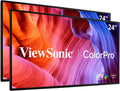 ViewSonic VP2468A_H2 24 Inch 1080p Dual Pack Head-Only ColorPro Monitors, 100% sRGB and Pantone Validated for Dual Screen Graphic Design, Advanced Ergonomics, 65W USB-C, and DisplayPort Daisy Chain