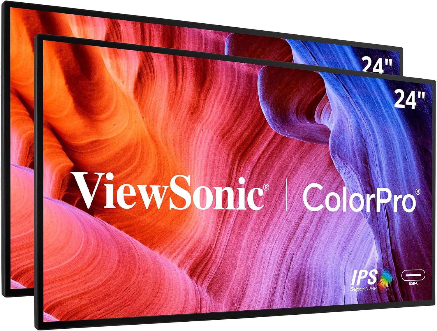 ViewSonic VP2468A_H2 24 Inch 1080p Dual Pack Head-Only ColorPro Monitors, 100% sRGB and Pantone Validated for Dual Screen Graphic Design, Advanced Ergonomics, 65W USB-C, and DisplayPort Daisy Chain