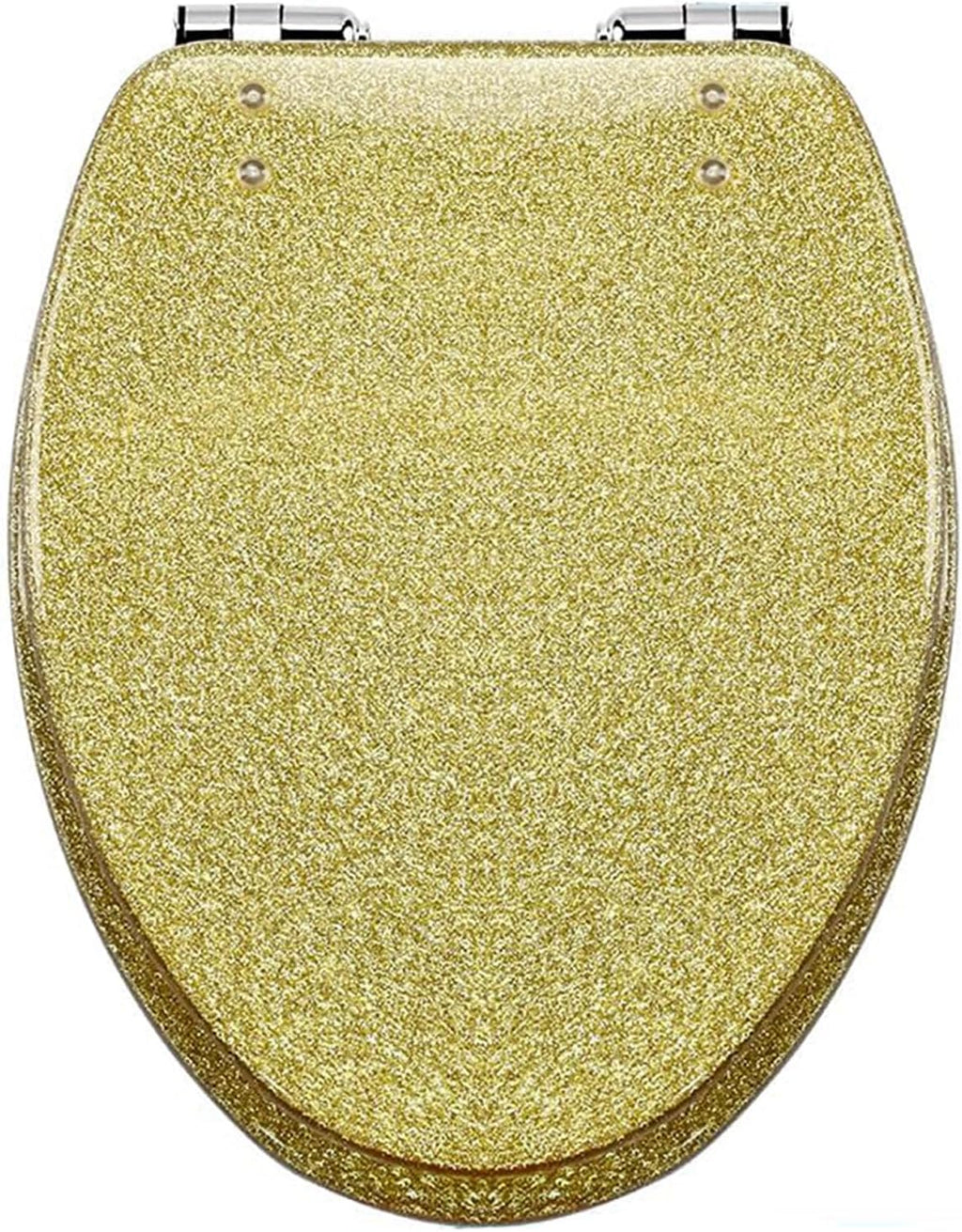 Resin Toilet Seat Elongated Soft Close Toilet Seat Easy Clean & 360° Adjustable Hinges, Quick Release Heavy Duty Toilet Seats with Glitter Cover,Silver(Gold)