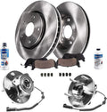 Detroit Axle - Front Brake Kit for Chrysler Town & Country Dodge Grand Caravan Ram C/V, Disc Brake Rotors Ceramic Brakes Pads Wheel Bearing Hubs Replacement: 12.99' inch Rotors
