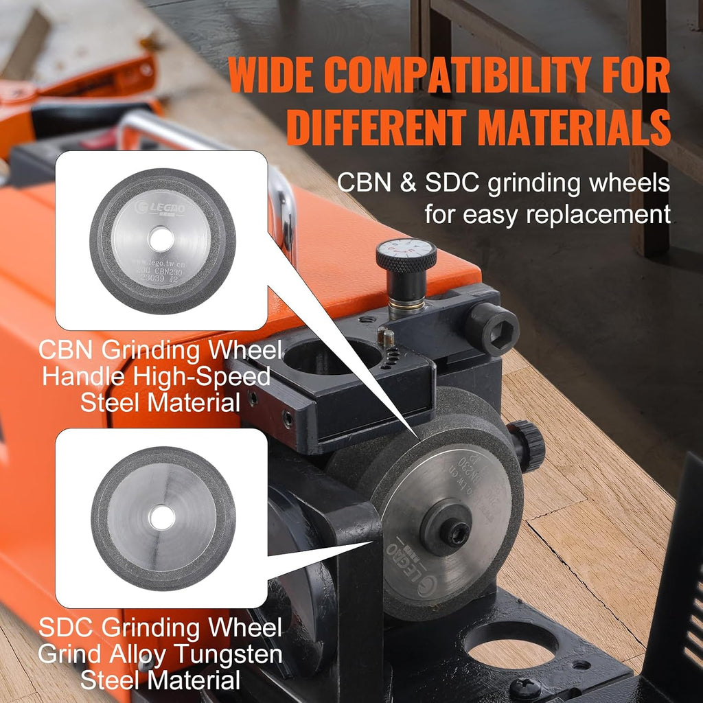 VEVOR Drill Bits Sharpener, 3-20mm Drill Bits Grinder Sharpener, Lip Relief Angle & 95°-135° Point Angle Adjustable Drill Bit Re-Sharpener, Portable Sharpening Machine with 18 Collets, CBN & SDC Wheel