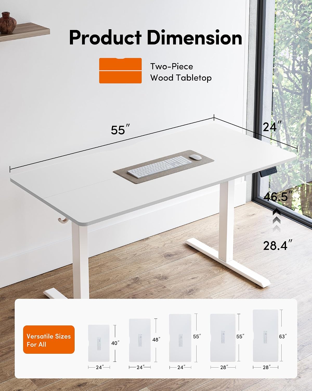 FEZIBO Electric Standing Desk Adjustable Height, 55 x 24 Inch Sit and Stand Desk, Home Office Desk, Ergonomic Workstation Computer Desk, White
