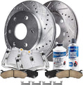 Detroit Axle - Front 8pc Brake Kit for Chevy Silverado GMC Sierra Savana Express Yukon XL 1500 Escalade ESV EXT, Drilled Slotted Disc Brake Rotors Ceramic Brake Pads Brake Calipers Replacement