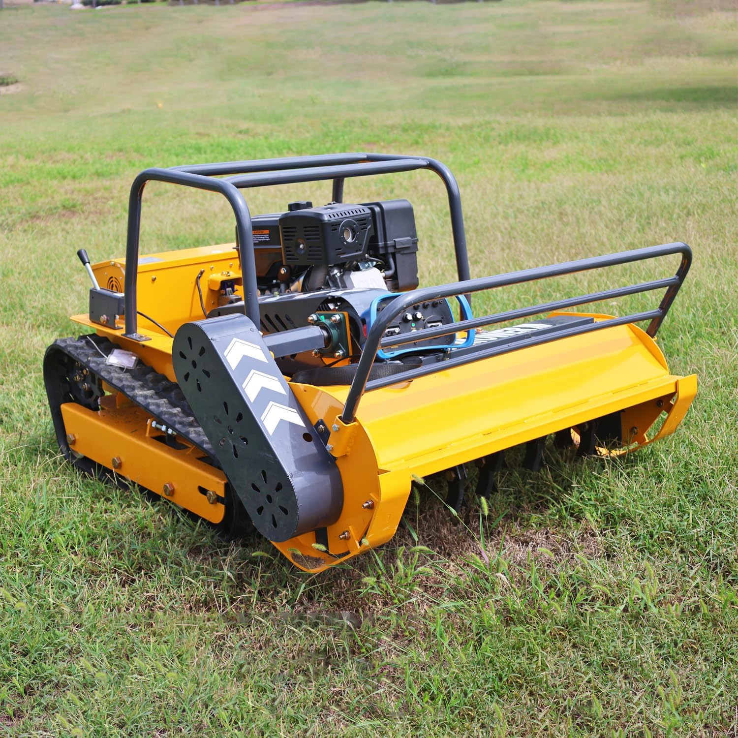 Remote Control Flail Mower with 459cc High-Power Engine | 39.4' Hybrid Commercial Crawler | Conquers 55° Slopes & Rugged Terrain | Gas-Electric Lawn Mower for Steep Hills & Tough Landscapes