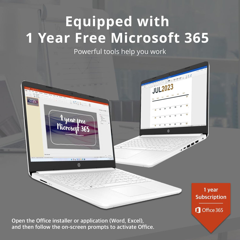 HP Stream 14' HD Business Laptop, Intel Celeron N4120, 4GB RAM, 1TB Storage (64GB eMMC + 1TB Docking Station Set), Intel UHD Graphics, 720p Camera, Wi-Fi, 1 Year Office 365, Win 11 Home, White