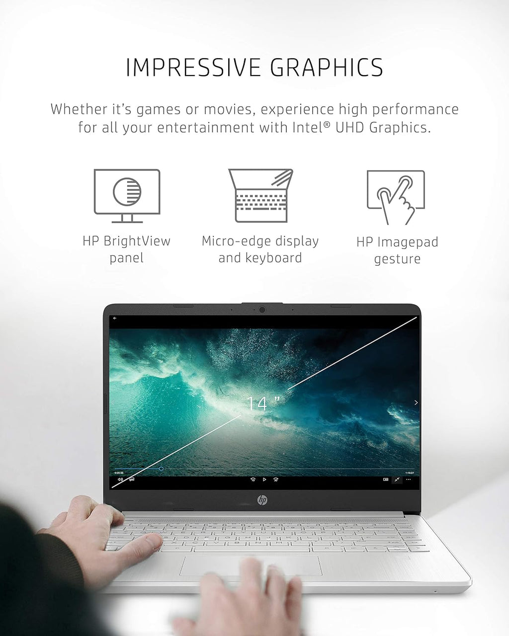 HP 14 Laptop, 11th Gen Intel Core i3-1115G4, 4 GB RAM, 128 GB SSD Storage, 14-inch Full HD Display, Windows 11 in S Mode, Long Battery Life, Fast-Charge, Thin & Light Design (14-dq2020nr, 2021)