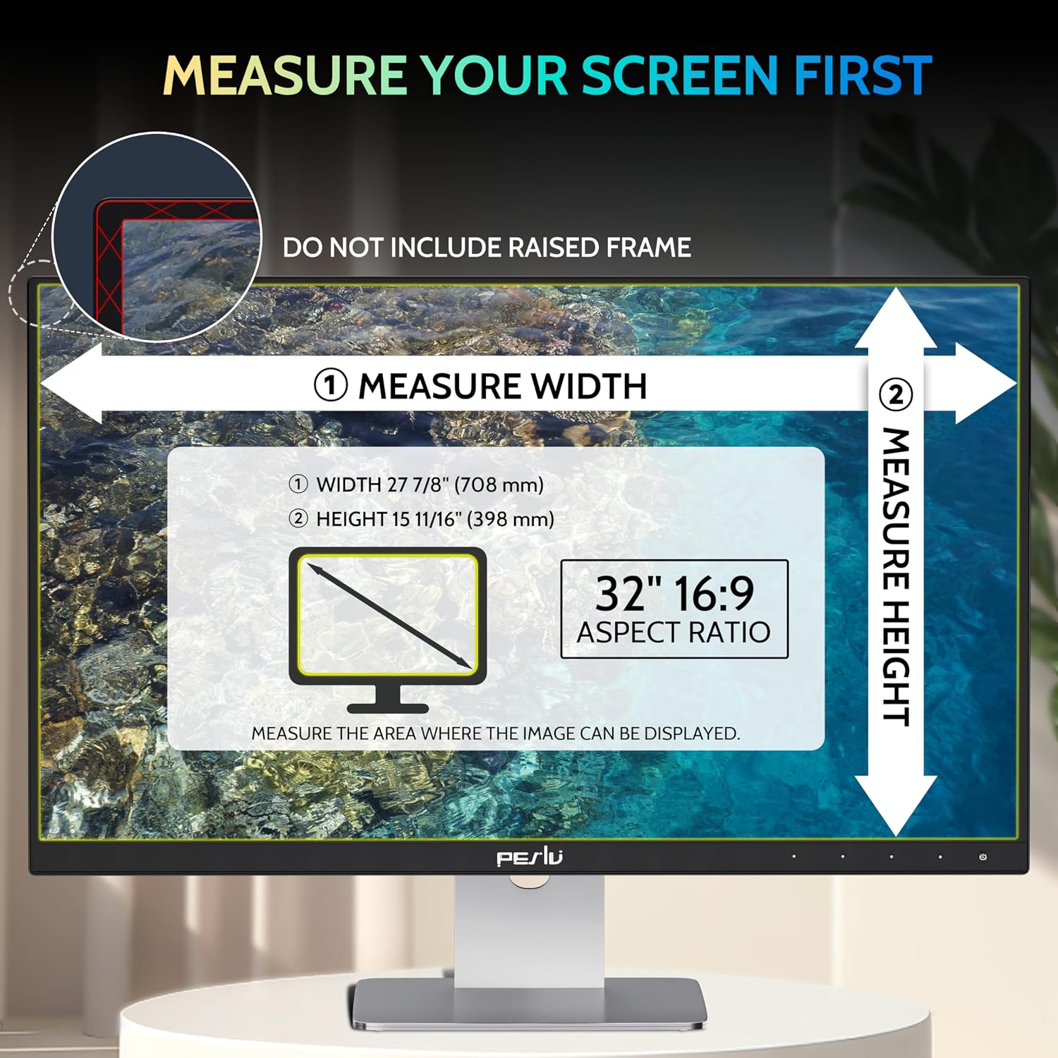 Peslv [2 Pack] 32 Inch Privacy Screen for Computer Monitor 16:9 Aspect Ratio, Eye Protection Anti Blue Light Glare Shield, 32inch Removable Black Blackout Anti Spy Desktop Security Private Filter