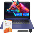 HP Stream 14' HD Business Laptop, Intel Celeron N4120, 4GB RAM, 224GB Storage (64GB eMMC + 160GB Docking Station Set), Intel UHD Graphics, 720p HD Camera, Wi-Fi, 1 Year Office 365, Win 11, Blue