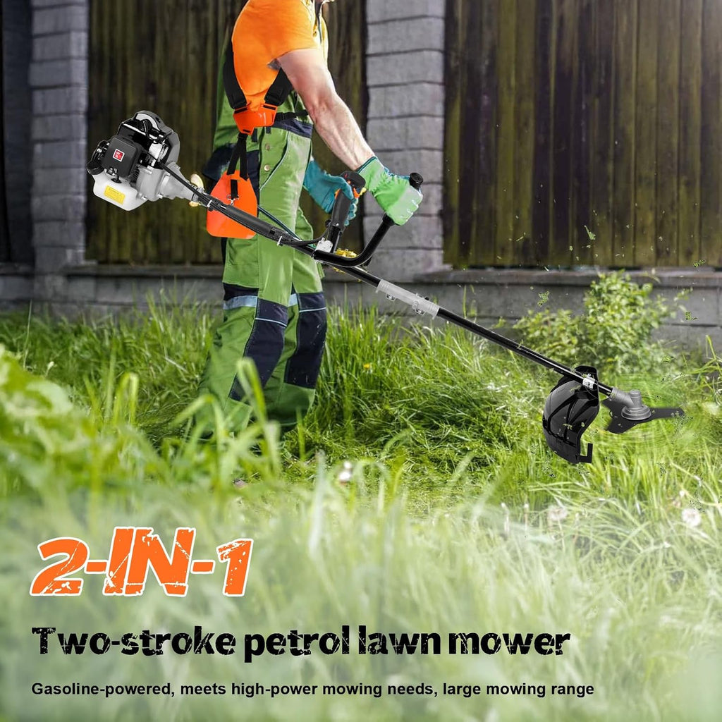 52CC 2-Stroke Gas Powered Electric Lawn Mower with Ergonomic Handle, Powerful Engine Weed Trimmer Electric Lawn Mower, Gas Powered Hedge Trimmer, Electric Weed Eater