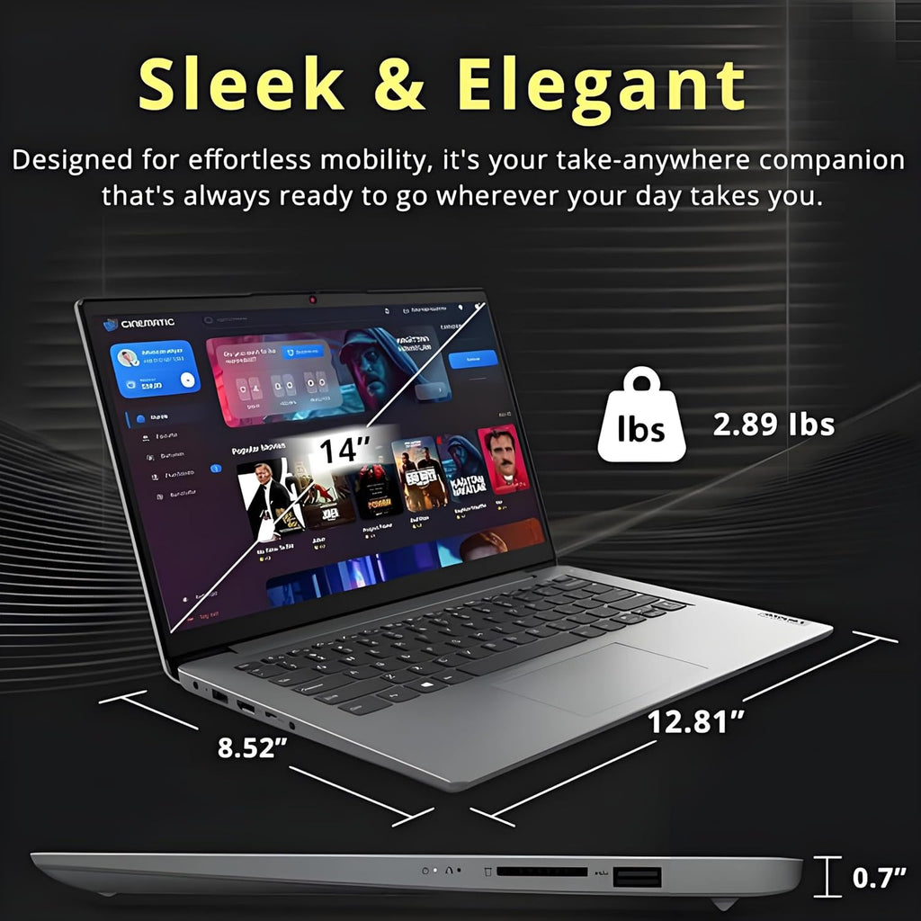 Lenovo Laptop Computer for Home and Office with Office 365, 14' HD Display, 8GB RAM, 256GB SSD, Intel Dual-Core, WiFi6, Bluetooth 5.2, USB-C, Portable Desgin, Long Battery, Windows 11 Home
