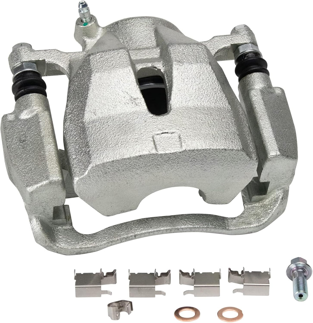 TRQ Front Brake Pad and Rotor Set Ceramic Rotors Calipers Hoses Compatible with 2009-2010 Pontiac Vibe 2009-2013 Toyota Matrix