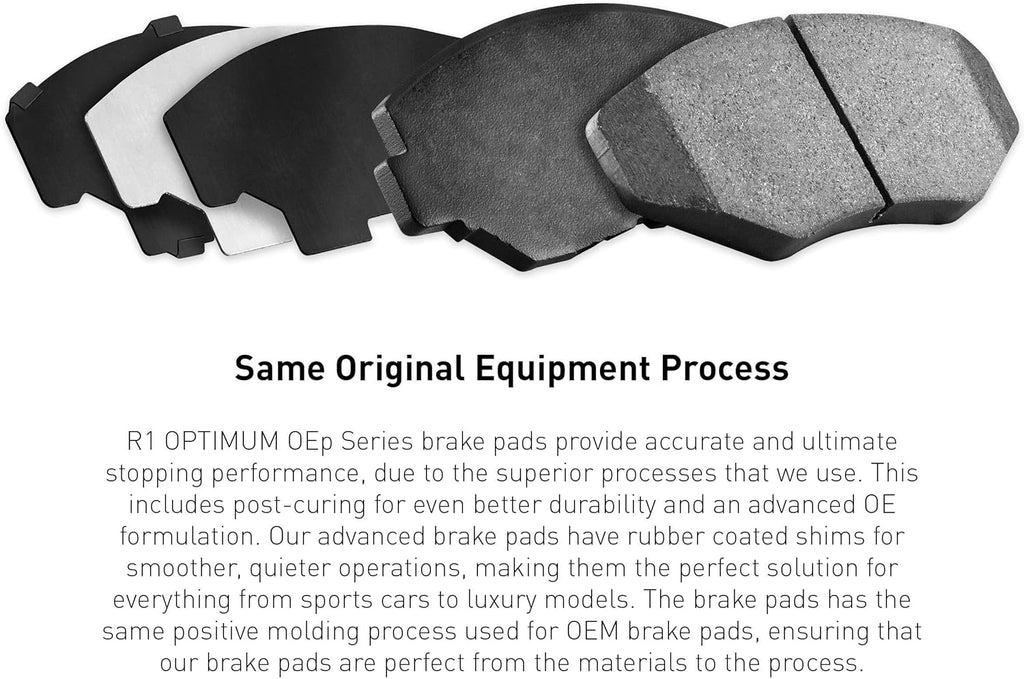 R1 Concepts Front and Rear Brake Kit Fits 2020 Land Rover Discovery, Range Rover| Optimum Oep Brake Pads and Blank Brake Rotors| 13.8' Front & 11.8' Rear