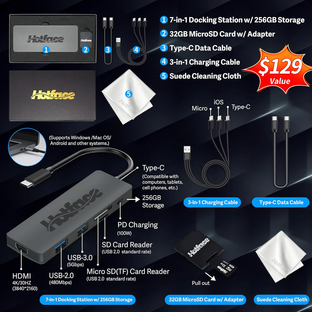 HP 17.3' HD+ BrightView Laptop, Intel i7-1255U, 64GB RAM, 2.28TB Storage (2TB SSD+288GB Docking Station Set), ‎Intel Iris Xe Graphics, Full-Size Keyboard, HD Camera, Wi-Fi, Windows 11 Pro, Black