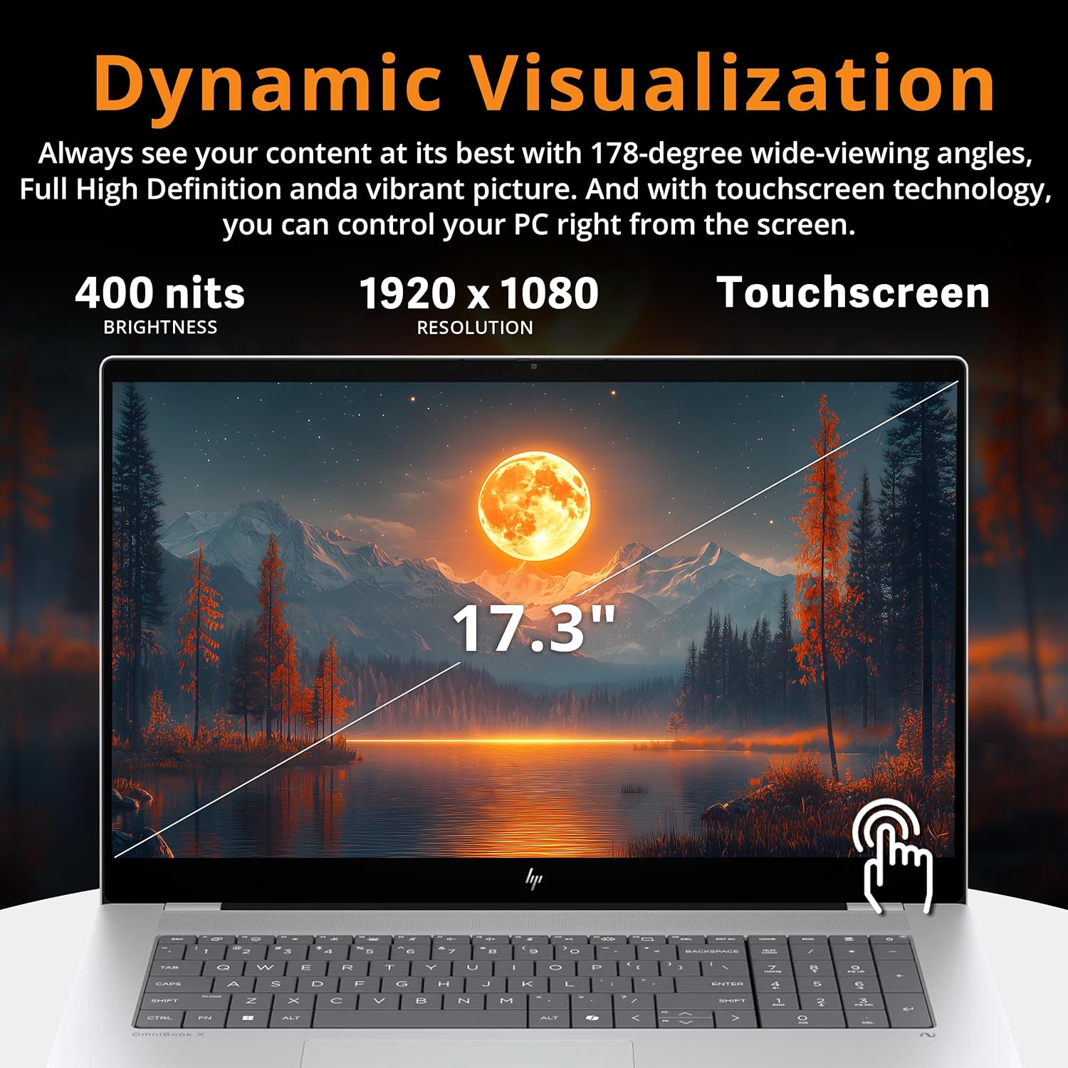 HP OmniBook X Copilot+ PC Laptop, 17.3' FHD Touch, Intel Ultra 7 256V, 16GB LPDDR5X, 5TB Storage (4TB SSD+1TB Docking Station), Intel Arc 140V, Backlit Keyboard, 5MP Camera, Wi-Fi 6E, Win 11, Silver