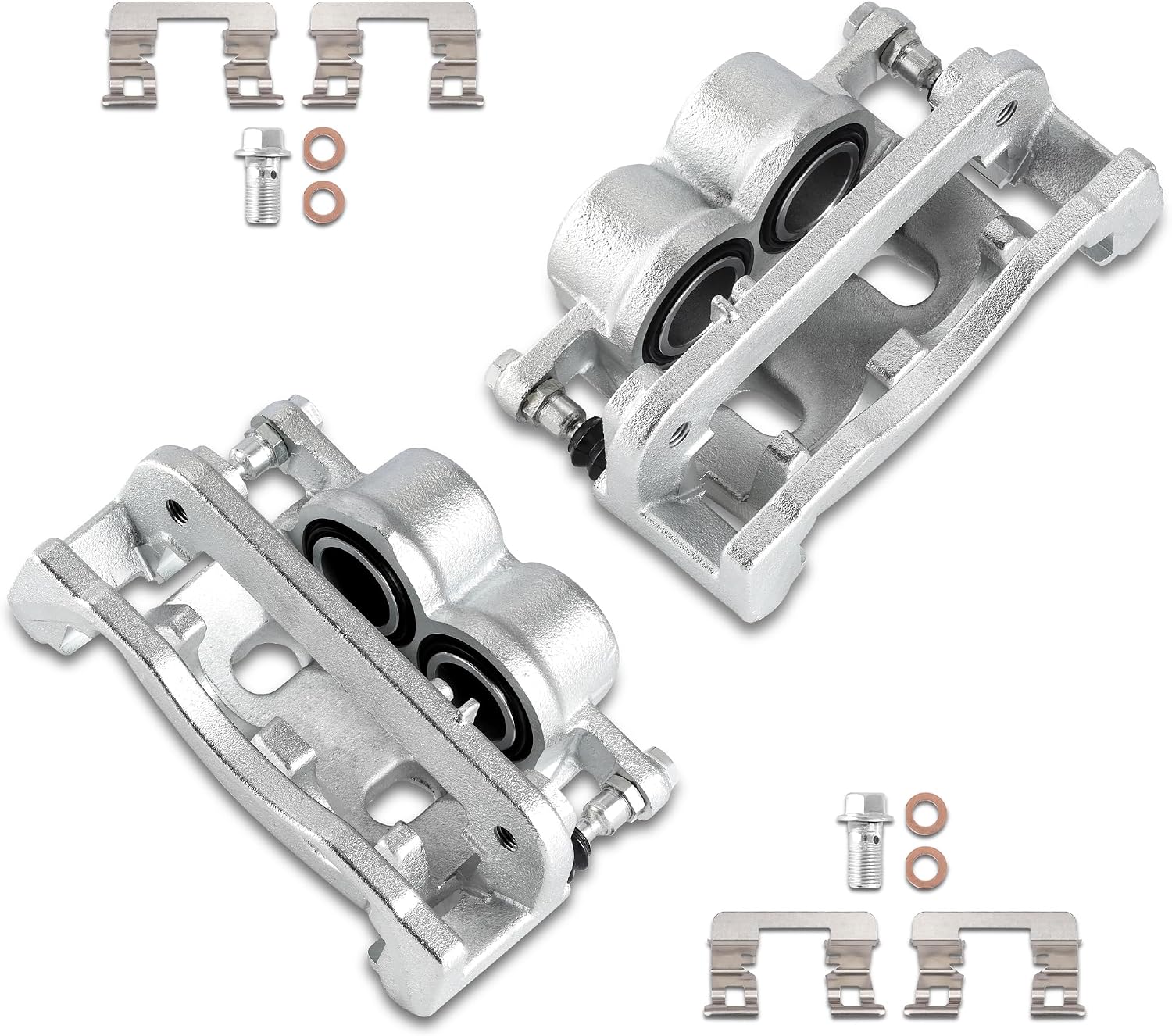 Front Brake Caliper Kit Right + Left Assembly w/Bracket 18B4918 18B4919 Compatible for Chevy Silverado Suburban Avalanche Tahoe Escalade Yukon 2005-2008 (Set of 2)