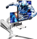 AVLT Dual 17'-43' Monitor Arm Desk Mount with 15' Laptop Tray and USB-C&A Docking Station 5Gbps, HDMI 4K60Hz, Ethernet, 100W PD, Fits Two Flat/Curved Monitor - White