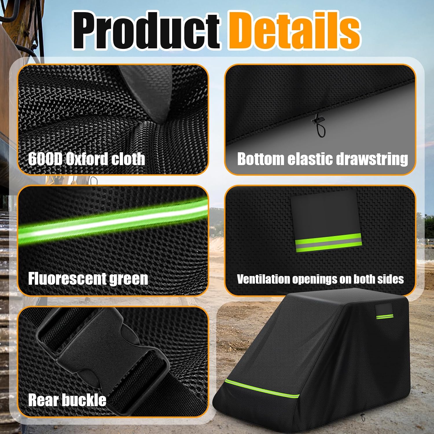 Skid Steer Loader Cover, Suitable for Bobcat Z2/650, Kubota SSV/SVL65/75, 600D Oxford Cloth Loader Cover, Waterproof, Windproof, UV Resistant