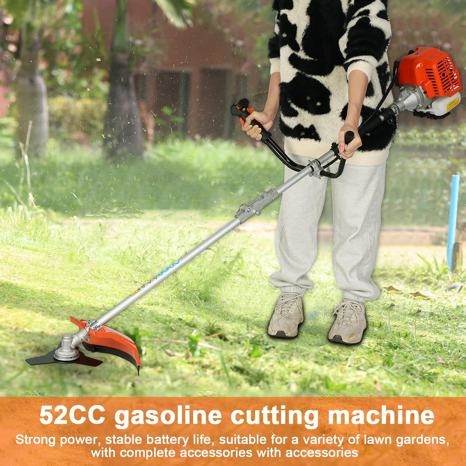 52cc 2-Cycle Gas Weed Wacker, 2 in 1 Gas String Trimmer,2024 Upgraded Weed Eater Gas Powered, 2.2KW/8500rpm Strong Power Brush Cutter, Gas String Trimmer for House Yard and Garden US Warehouse