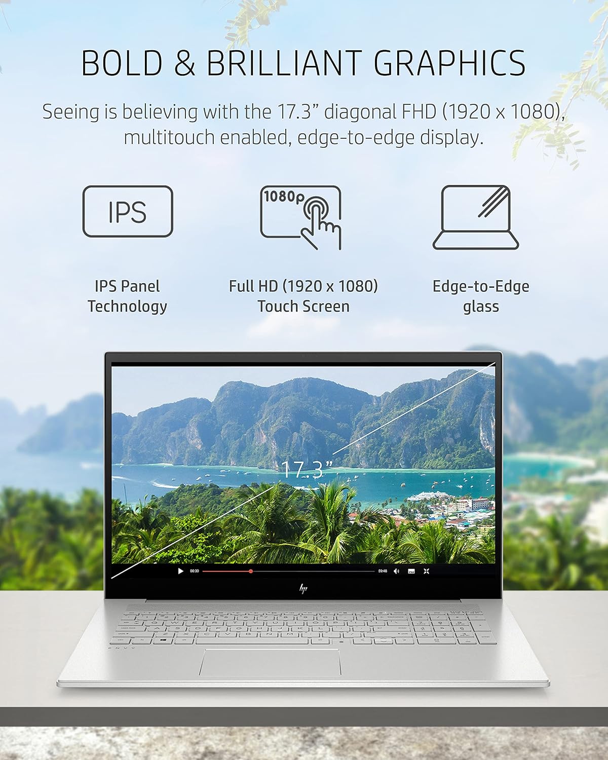 HP Envy 17 Laptop, 11th Gen Intel Core i7-1165G7, 12 GB RAM, 1 TB SATA Hard Drive & 256 GB SSD Storage, 17.3-inch Full HD IPS Touchscreen, Windows 10 Home, HD Webcam, Audio by B&O (17-cg1010nr, 2021)
