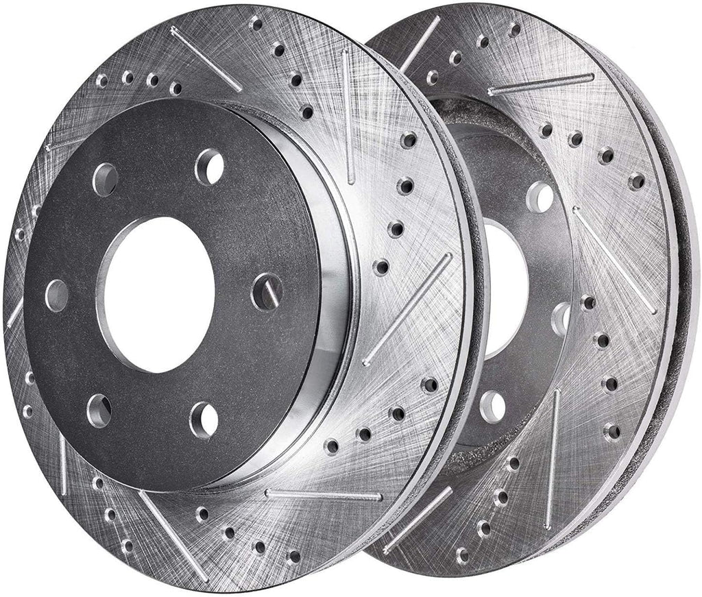 Detroit Axle - Rear Brake Kit for 2003-2005 GMC Sierra 1500, 2000-2001 Yukon XL 1500 Chevy Suburban 1500, 0.75' Thick Drilled & Slotted Brake Rotors Ceramic Brakes Pads Replacement [12.78 inch Rotors]