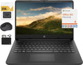 HP New 14' HD Ultra Light Thin Laptop, Quad-Core Intel Celeron Processor, 16GB RAM, 320GB (64GB eMMC+ 256GB Card), Wi-Fi, Upto 11 Hours, Windows 11 S + 1 Year Office 365+HubxcelAccessory, Black