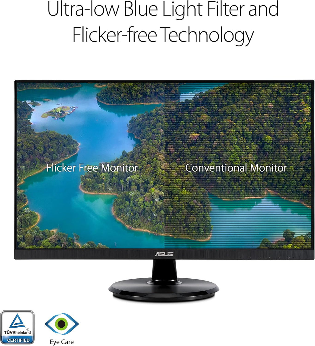 ASUS 27' 1080P Monitor (VA27DCP) - Full HD, IPS, 75Hz, USB-C 65W Power Delivery, Speakers, Adaptive-Sync/FreeSync, Eye Care, Low Blue Light, Flicker Free, VESA Mountable, Frameless, HDMI
