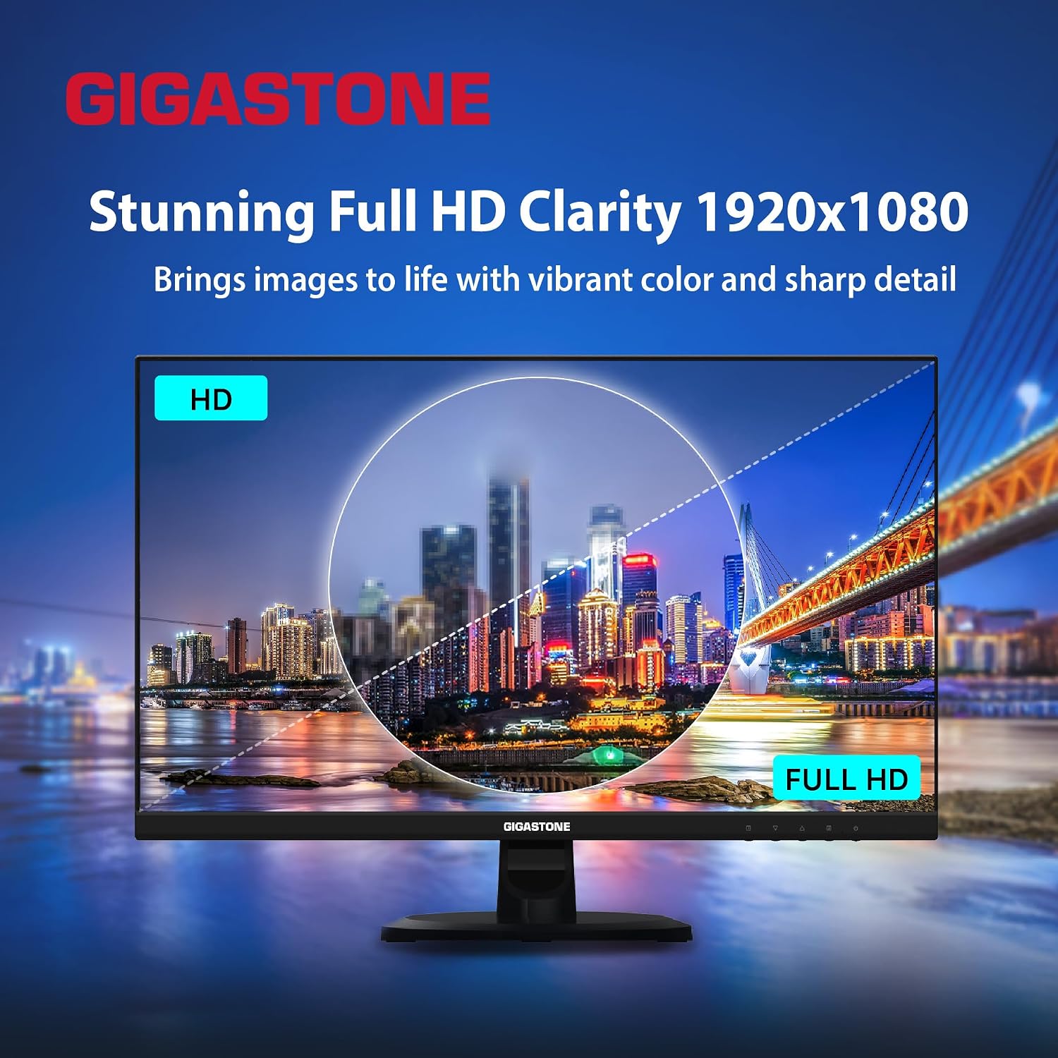 Gigastone 24 inch IPS LED Back Light Monitor 75Hz FHD 1920 x 1080, 1080P 178° Wide View Frameless Computer Monitor 5ms, Built-in Speakers, Eye Care Technology, Ergonomic Tilt VESA Mount, HDMI VGA