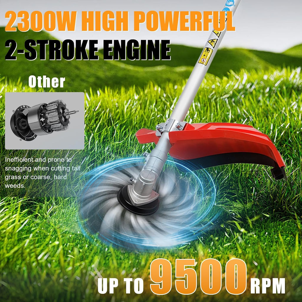 5 in 1 Gas Weed Wacker, 52CC 2 Stroke Gas Multi Functional Trimming Tools, 2025 Upgraded Weed Eater Gas Powered, 9500rpm High Power Gas String Trimmer, Brush Cutter for Home, Yard, Garden Red