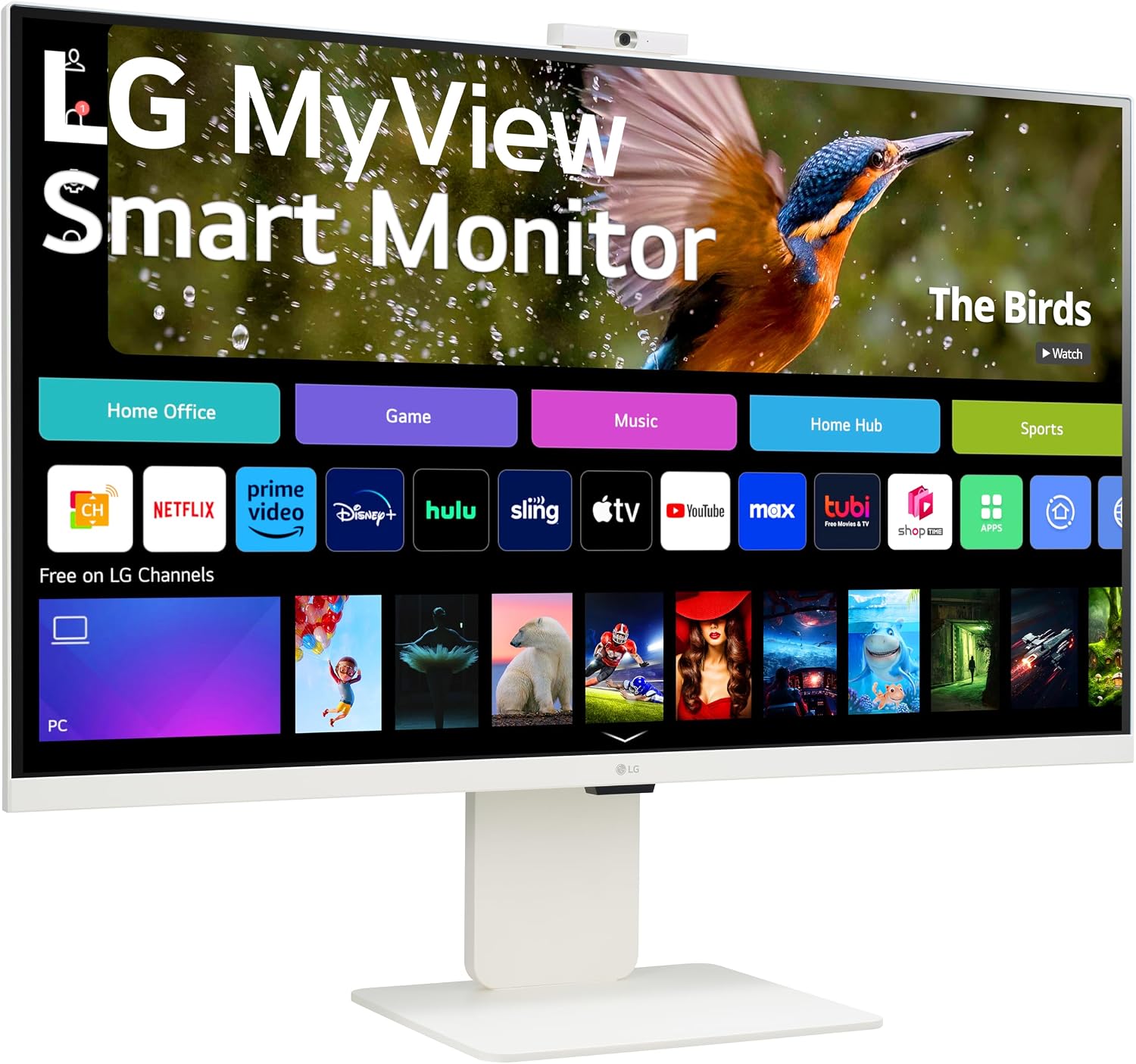 LG 32SR85U-W MyView Smart Monitor 32-inch 4K UHD (3840x2160), IPS Display, webOS 23, USB Type-C 90W PD, Built-in FHD Webcam & Speaker, HDR 10, AirPlay 2, Screen Share, Bluetooth, White (Renewed)