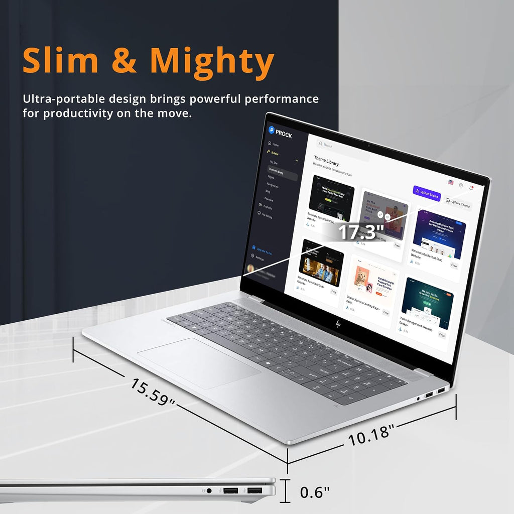 HP OmniBook X Copilot+ PC Laptop, 17.3' FHD Touch, Intel Ultra 7 256V, 16GB LPDDR5X, 3TB Storage (2TB SSD+1TB Docking Station), Intel Arc 140V, Backlit Keyboard, 5MP Camera, Wi-Fi 6E, Win 11, Silver