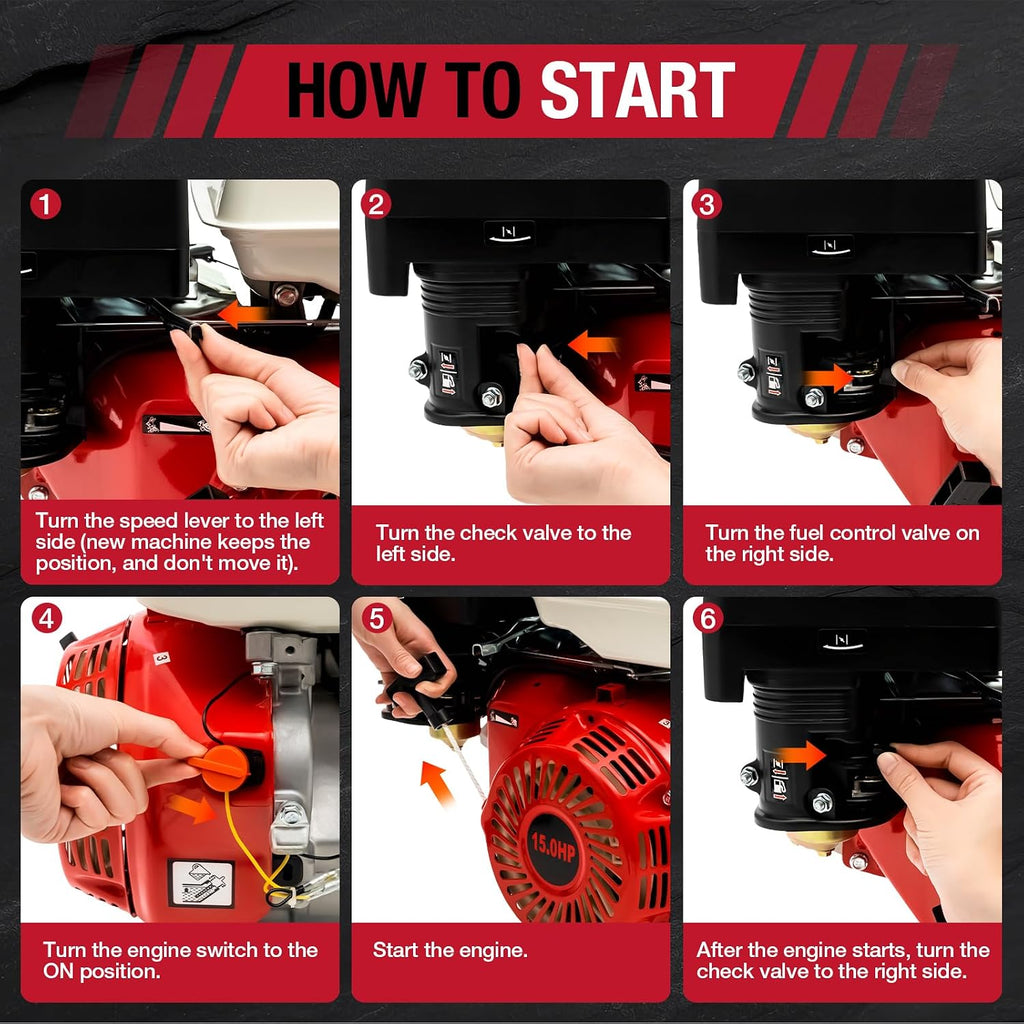 15HP 4 Stroke Air Cooled Gas Engine, 420CC Gasoline Motor Engine Recoil Start Go Kart Log Splitter Lifan Type Engine OHV Pull Start Garden Tool Gas Motor for Go Kart Lawn Mower