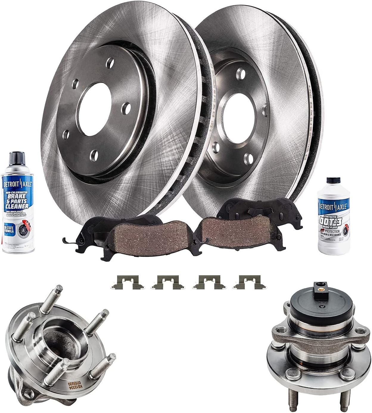Detroit Axle - Rear Disc Brake Rotors and Ceramic Brake Pads Wheel Hub & Bearings Replacement for 2007-2008 Ford Edge Lincoln MKX - 8pc Set