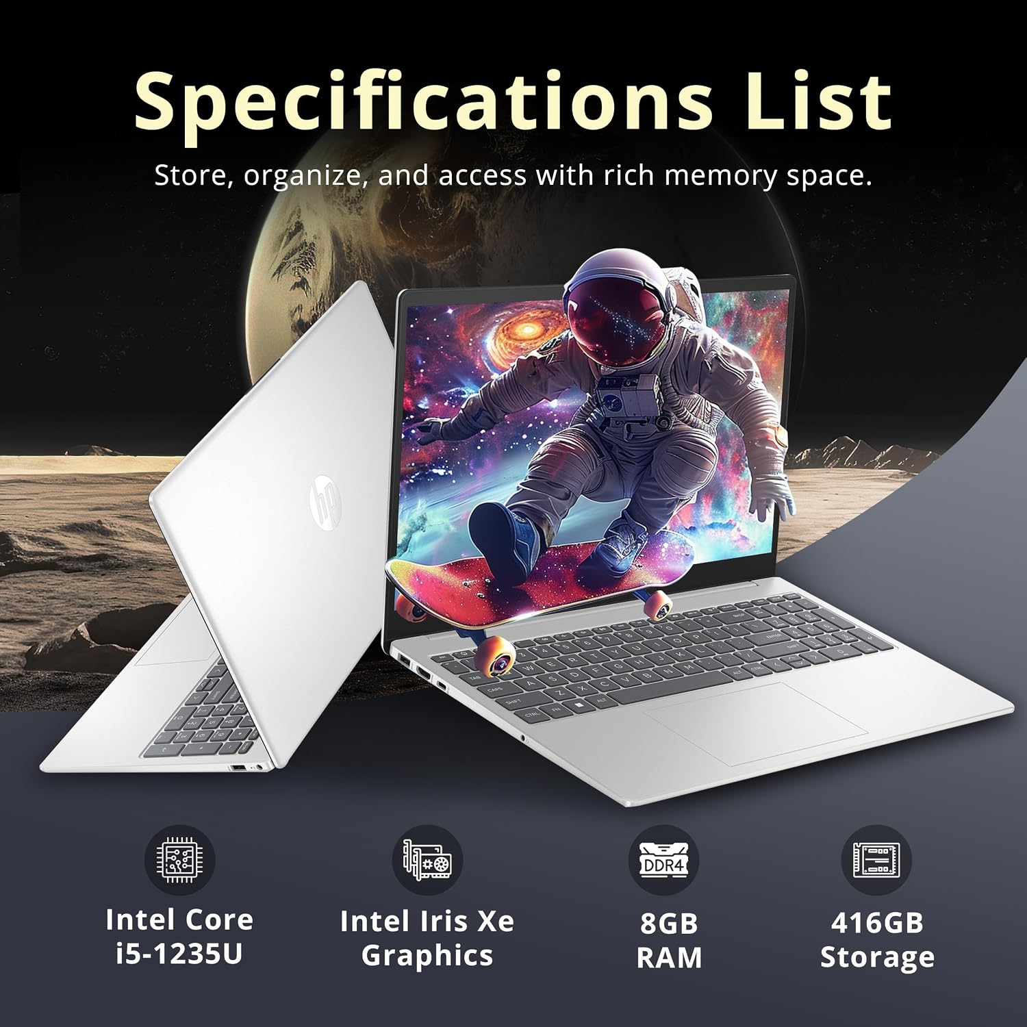HP Pavilion 15.6' FHD IPS Anti-Glare Laptop, Intel i5-1235U, 8GB RAM, 416GB Storage(256GB SSD + 160GB Docking Station Set), Iris Xe Graphics, Num Pad, HD Webcam, Wi-Fi 6, Windows 11 Pro, Silver