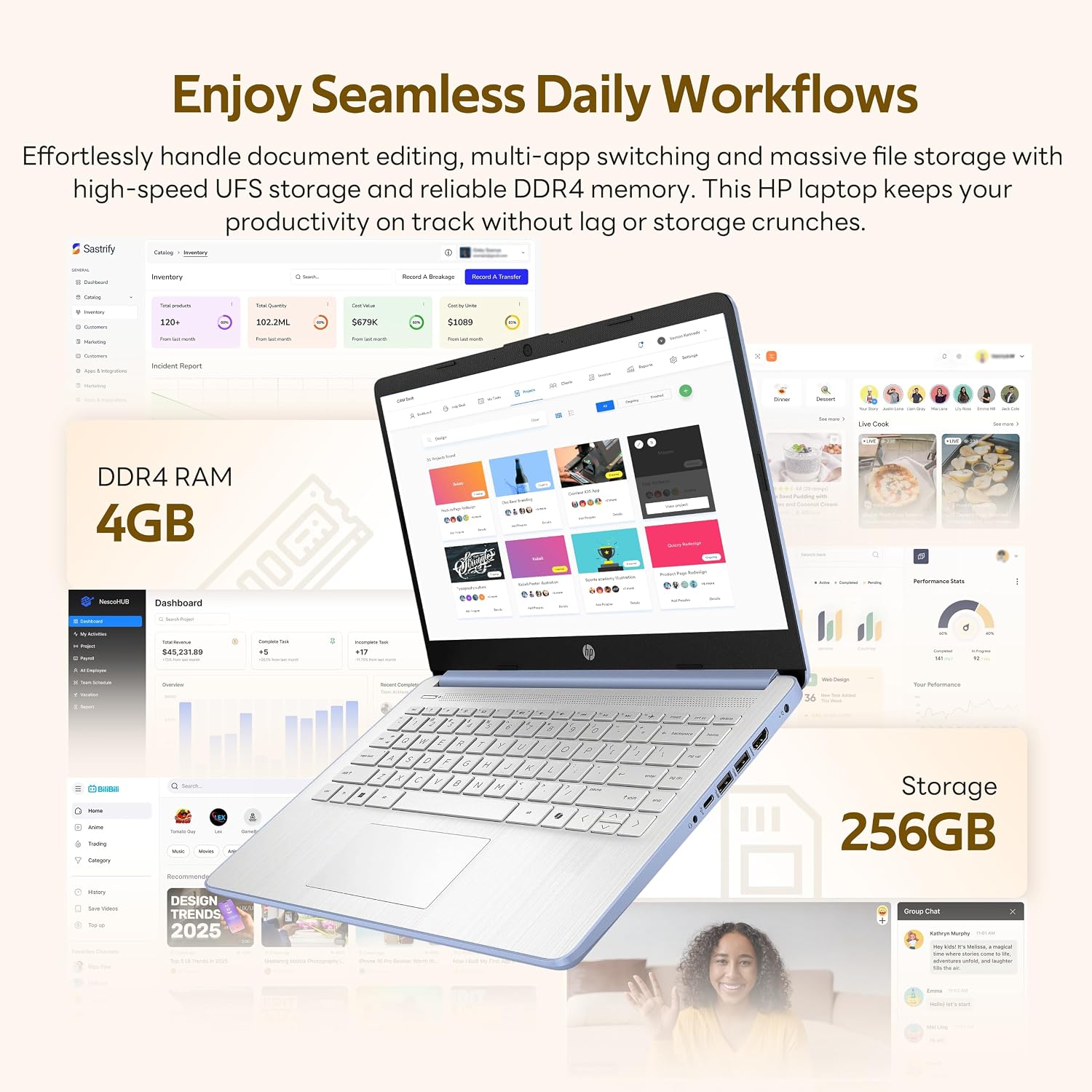 HP Flagship 14' Laptop with AI Copilot for Student, 13th Gen Intel 4-Core, 4GB DDR4, 256GB Storage(128GB UFS+128GB Docking Station), Intel Graphics, Webcam, 1 Year Office 365, WiFi 6, Win 11 S, Blue
