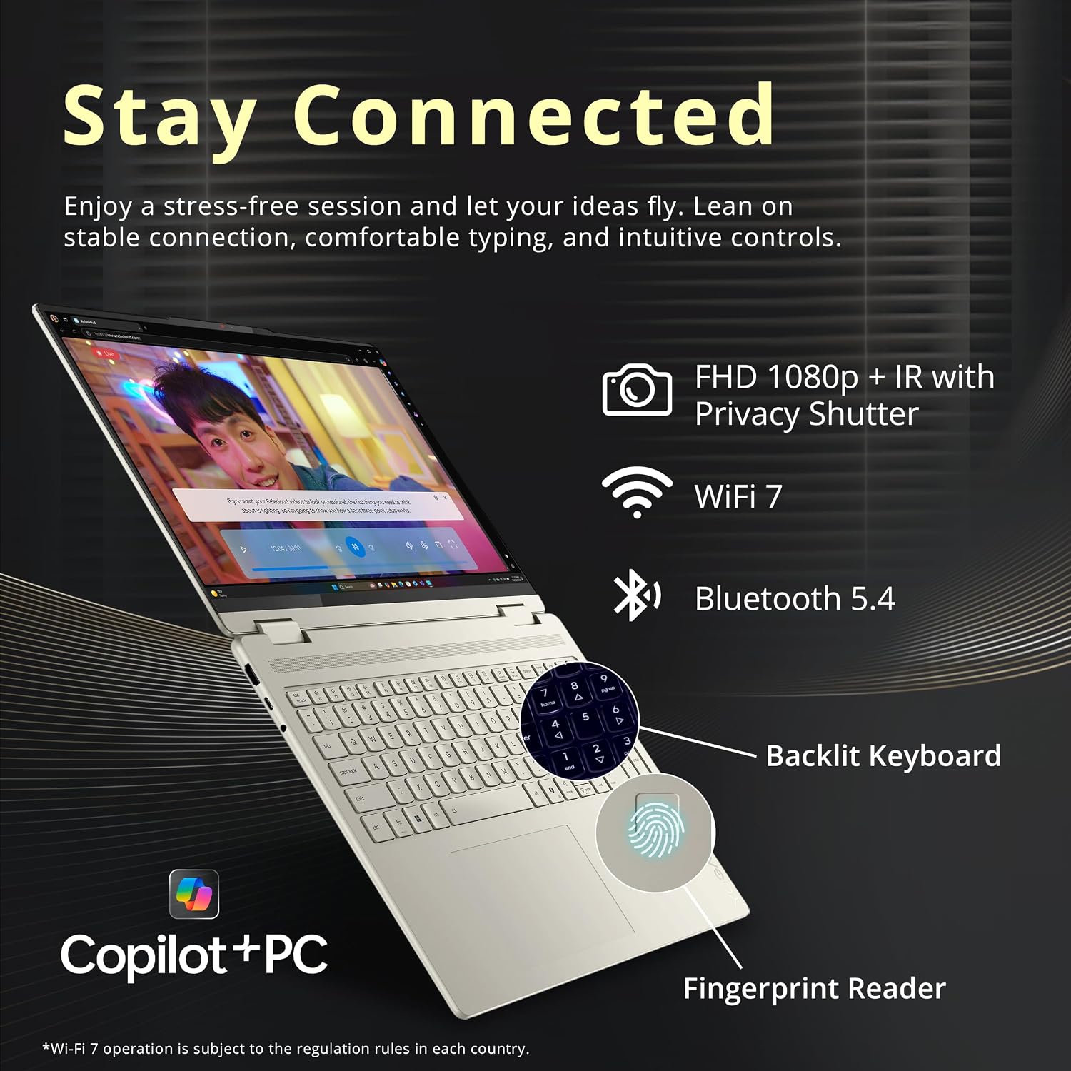 Lenovo Yoga 7 16' WUXGA 2-in-1 Touch Copilot+ Laptop, AMD Ryzen AI 5 340, 16GB LPDDR5X, 640GB Storage(512GB SSD+128GB Docking), AMD Radeon 840M, Backlit Keyboard, Fingerprint, WiFi 7, Win 11, Seashell