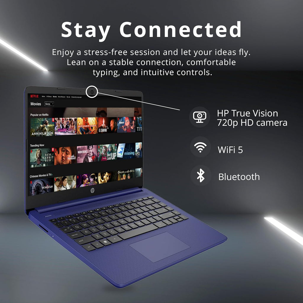 HP Stream 14' HD Business Laptop, Intel Celeron N4120, 4GB RAM, 224GB Storage (64GB eMMC + 160GB Docking Station Set), Intel UHD Graphics, 720p HD Camera, Wi-Fi, 1 Year Office 365, Win 11, Blue