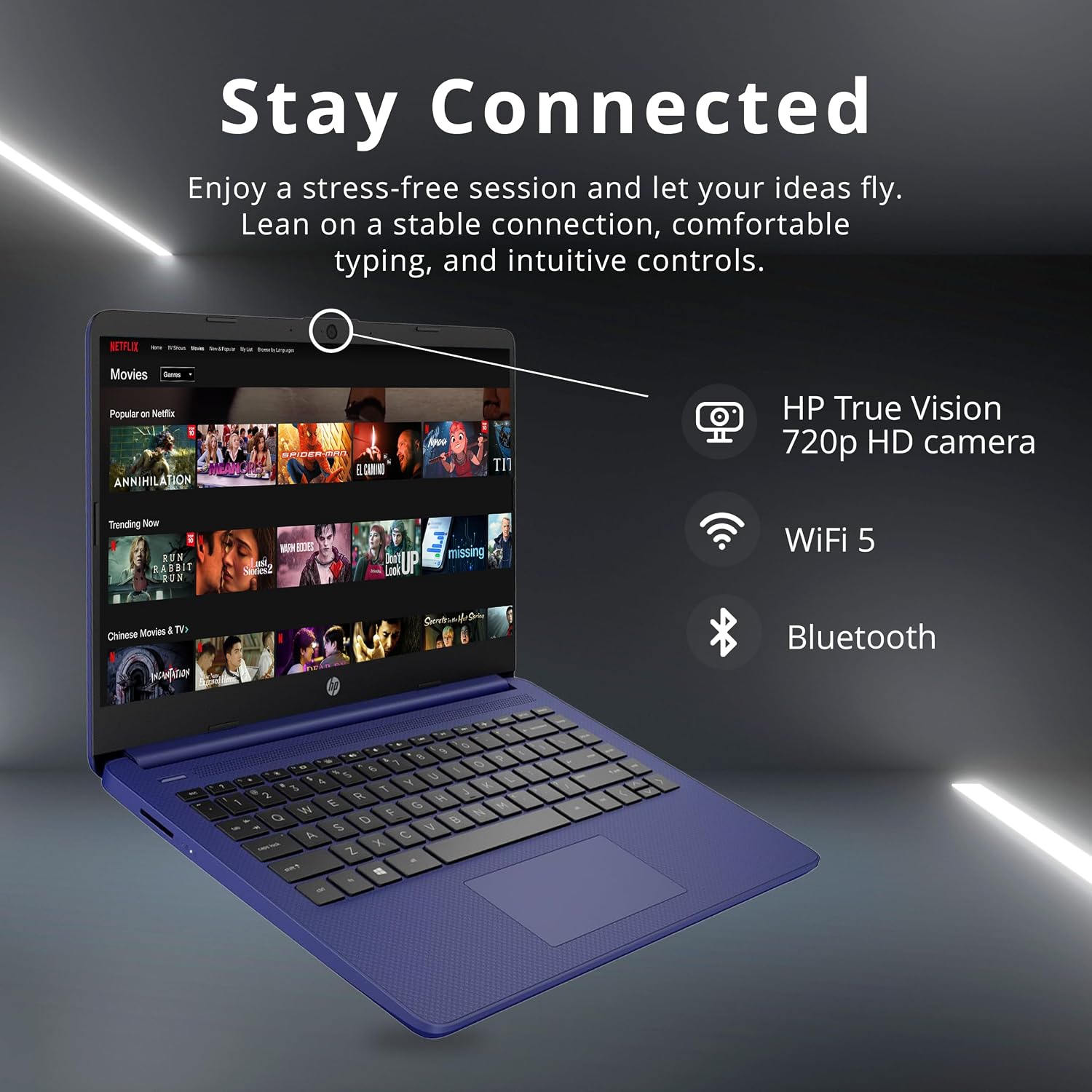 HP Stream 14' HD Business Laptop, Intel Celeron N4120, 4GB RAM, 224GB Storage (64GB eMMC + 160GB Docking Station Set), Intel UHD Graphics, 720p HD Camera, Wi-Fi, 1 Year Office 365, Win 11, Blue