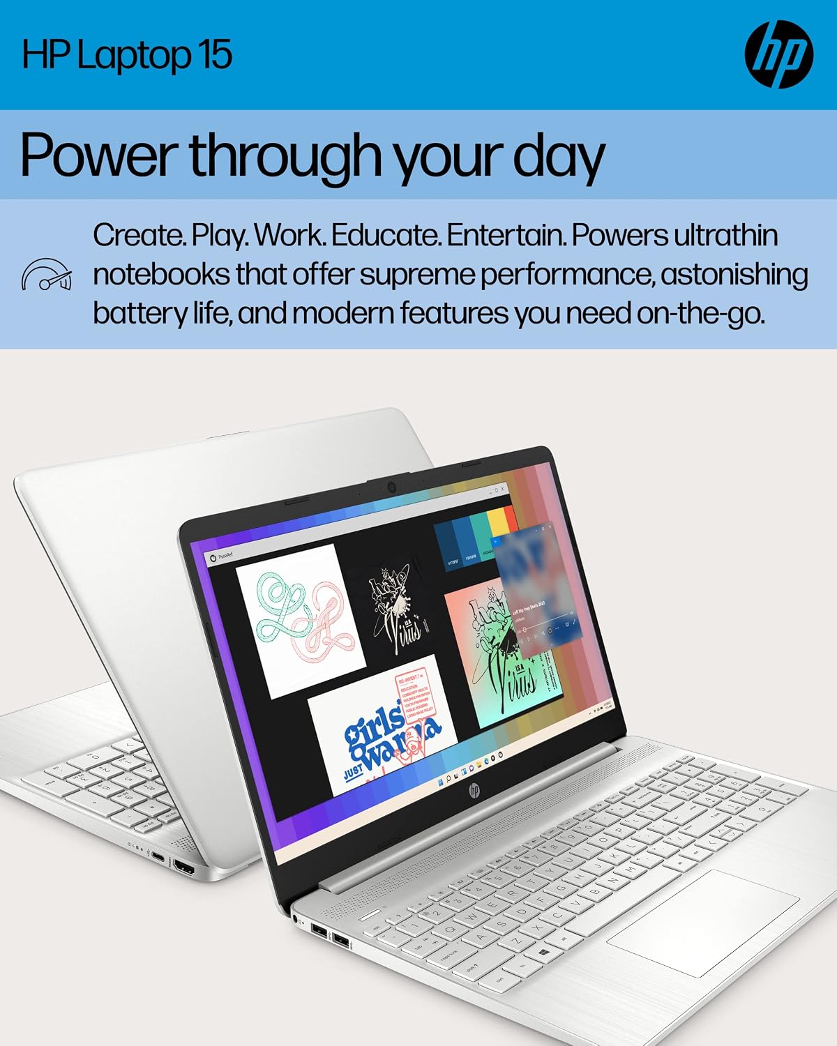 HP 15.6-inch Laptop, AMD Ryzen 7 5700U, 8 GB RAM, 256 GB SSD, HD Micro-Edge Display, Windows 11 Home, Thin & Portable, Long-Lasting Battery, Full-Size Keyboard, Wi-Fi 6 & Bluetooth (15-ef2025nr, 2022)