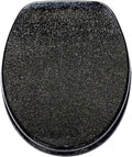 Gold Toilet Seat, Resin Toilet Seat, Elongated Toilet Seat Slow Close Glitter Toilet Seat, Soft Close Bathroom Toilet Lid, Easy to Clean & Install,Gold(Black)
