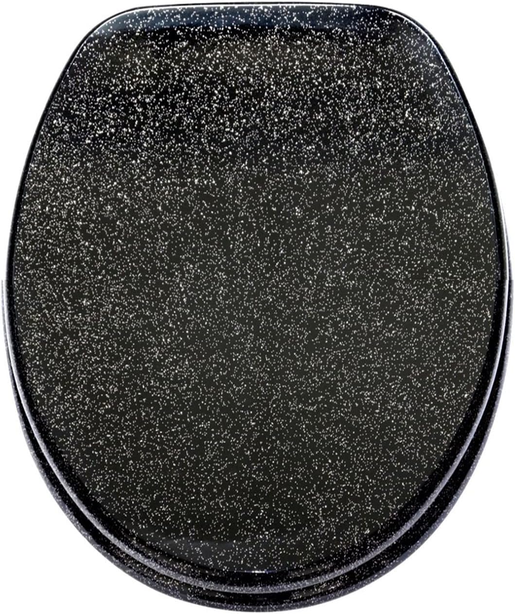 Gold Toilet Seat, Resin Toilet Seat, Elongated Toilet Seat Slow Close Glitter Toilet Seat, Soft Close Bathroom Toilet Lid, Easy to Clean & Install,Gold(Black)
