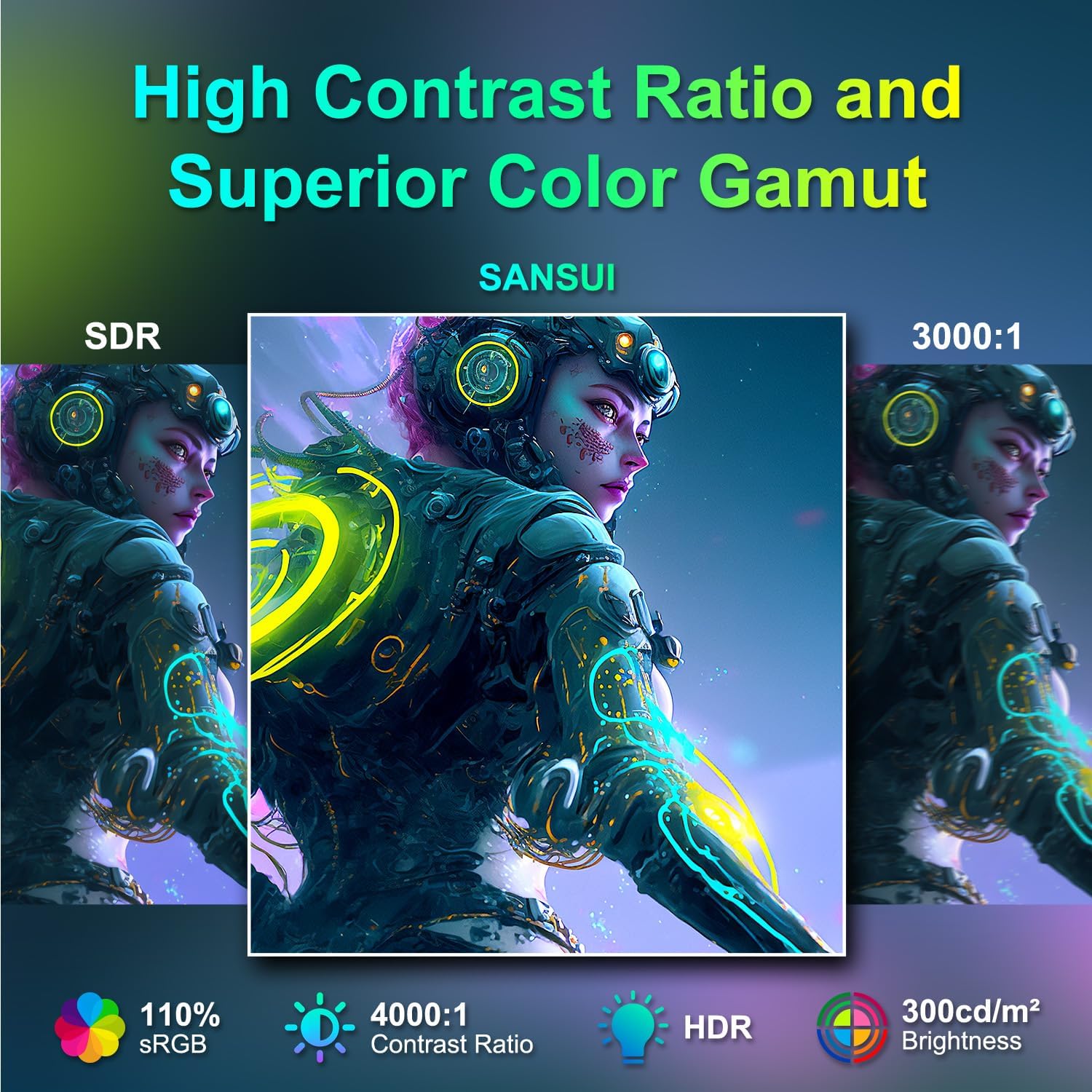 SANSUI Curved Monitor 27 inch 120Hz USB Type-C Computer Monitor with Speakers Built in丨FHD 1080p丨HDR丨110% sRGB丨1500R丨VESA Compatible,for Tablet,Desktop,Laptop and PC Work Gaming