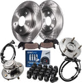 Detroit Axle - Rear Brake Kit for Chrysler Town & Country Dodge Grand Caravan VW Routan, Disc Brake Rotors Ceramic Brakes Pads Wheel Bearing Hubs Wheel Lug Nuts Replacement: 12' inch Rotor