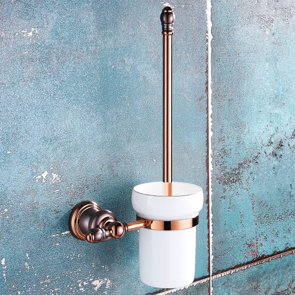 Bathroom Hardware Set Brown Bronze Rose Gold Towel Rack Set Towel Bar Toilet Paper Holder Towel Ring Wall Mounted Bathroom Accessories Kit Wall Mounted,Single Glass(Toilet Brush)
