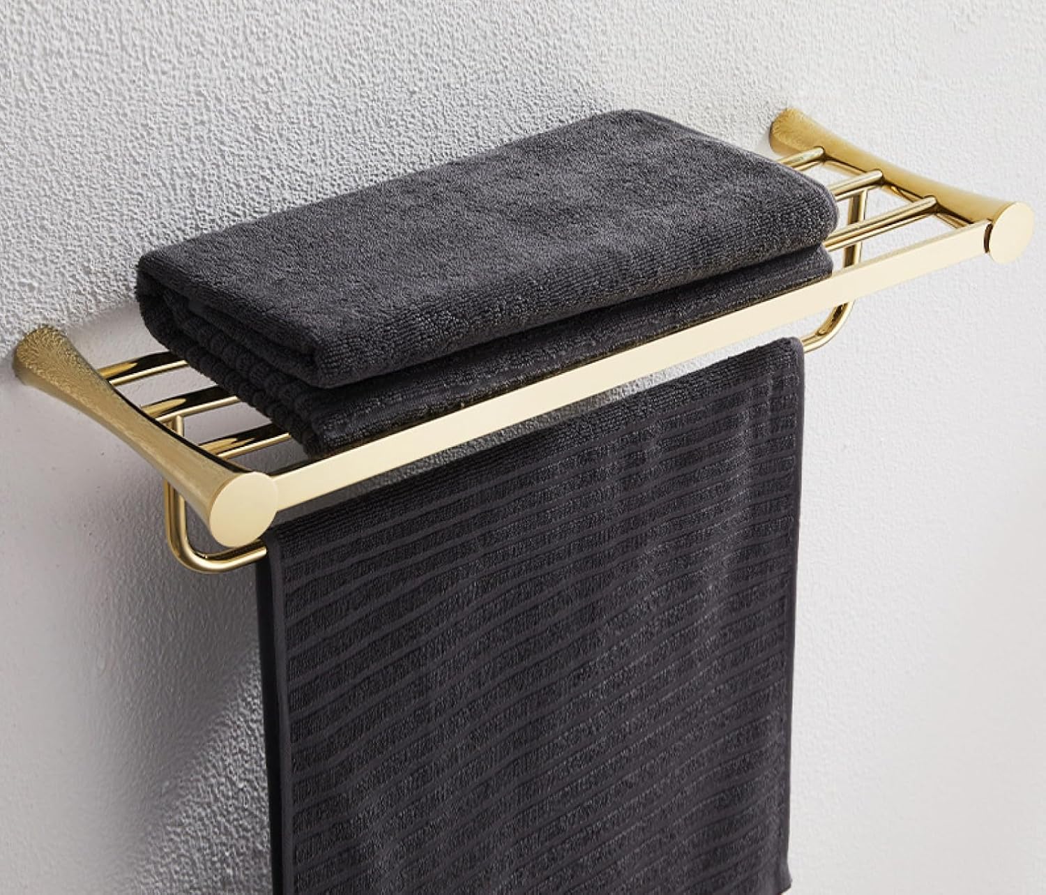 Bathroom Towel Rack Double Bath Towel Rack Towel Rod Hanging Coat Hook, Bath Towel Rack Black Gold