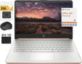 HP New 14' HD Ultra Light Thin Laptop, Quad-Core Intel Celeron Processor, 16GB RAM, 320GB (64GB eMMC+ 256GB Card), Wi-Fi, Upto 11 Hours, Windows 11 S + 1 Year Office 365+HubxcelAccessory, Rose Gold