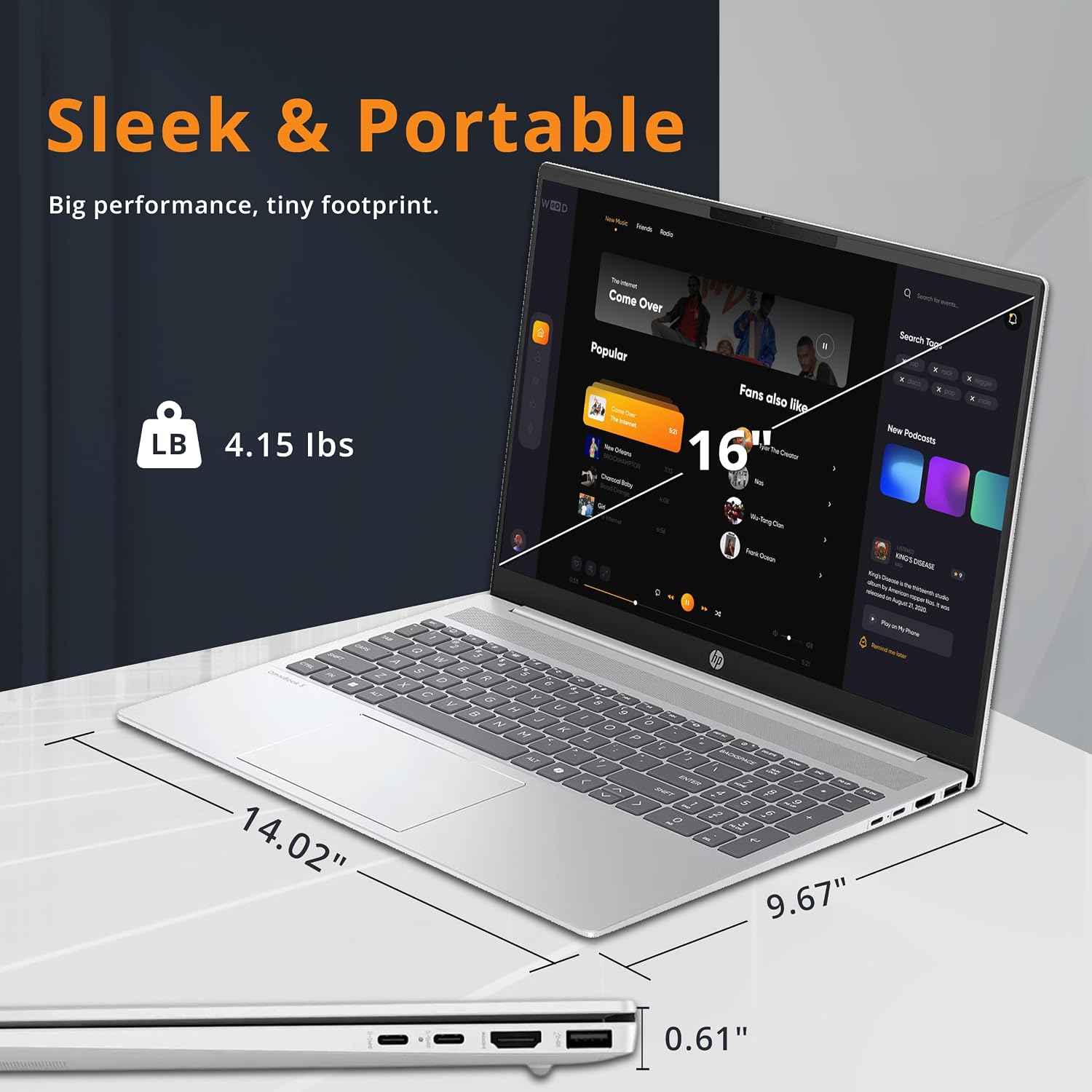 HP OmniBook 5 16' WUXGA Touchscreen Laptop, Intel Core Ultra 7 255U, 16GB LPDDR5, 2.28TB Storage (2TB SSD+288GB Docking Station Set), FHD IR Camera, Copilot, Num Keypad, Wi-Fi 6, Win 11 Pro, Silver
