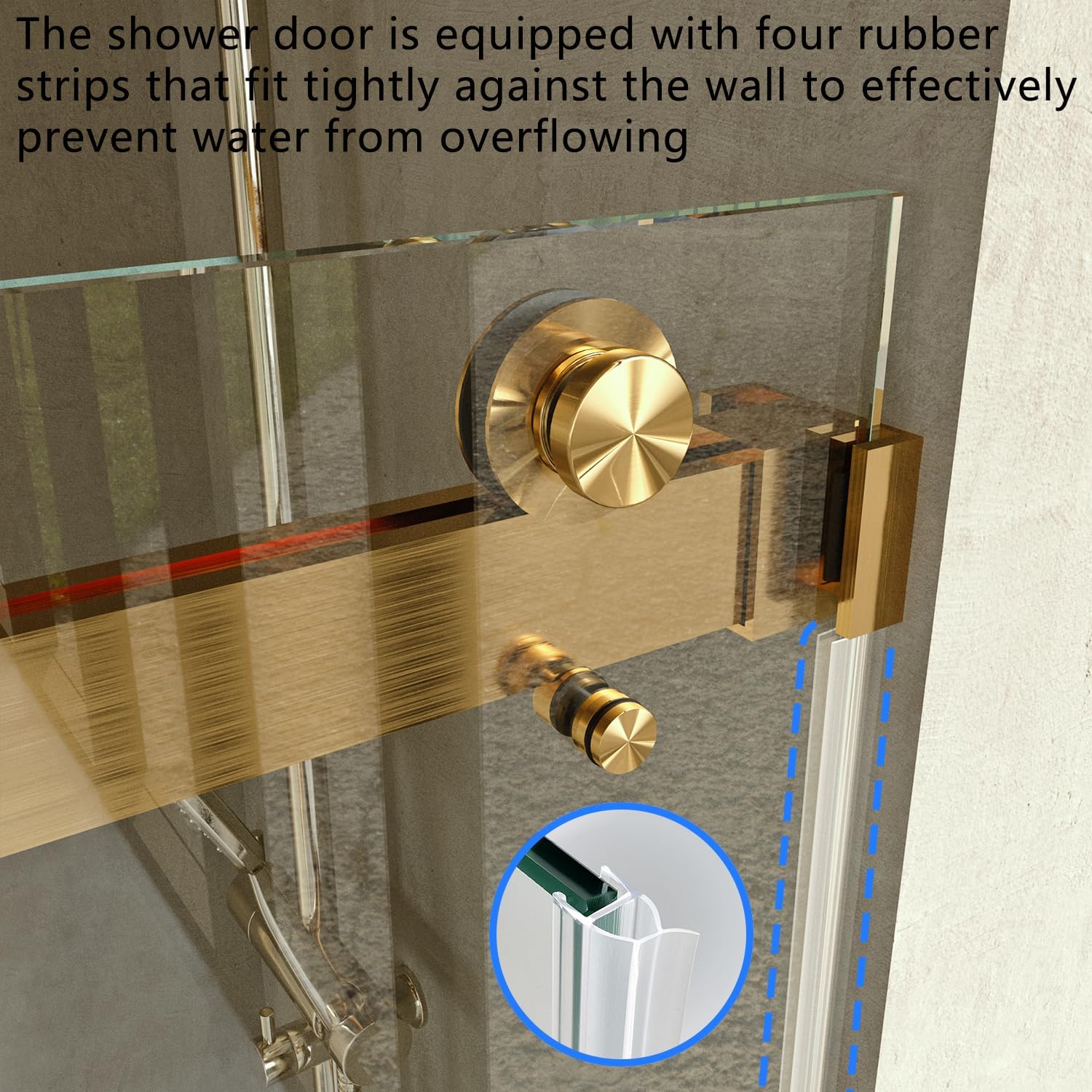 Frameless Bathtub Shower Door, 56'-60' Wide, 66' high, 3/8' (10mm) Clear Tempered Glass with Towel bar, Double Sliding Door, Brushed Gold Finish DS01