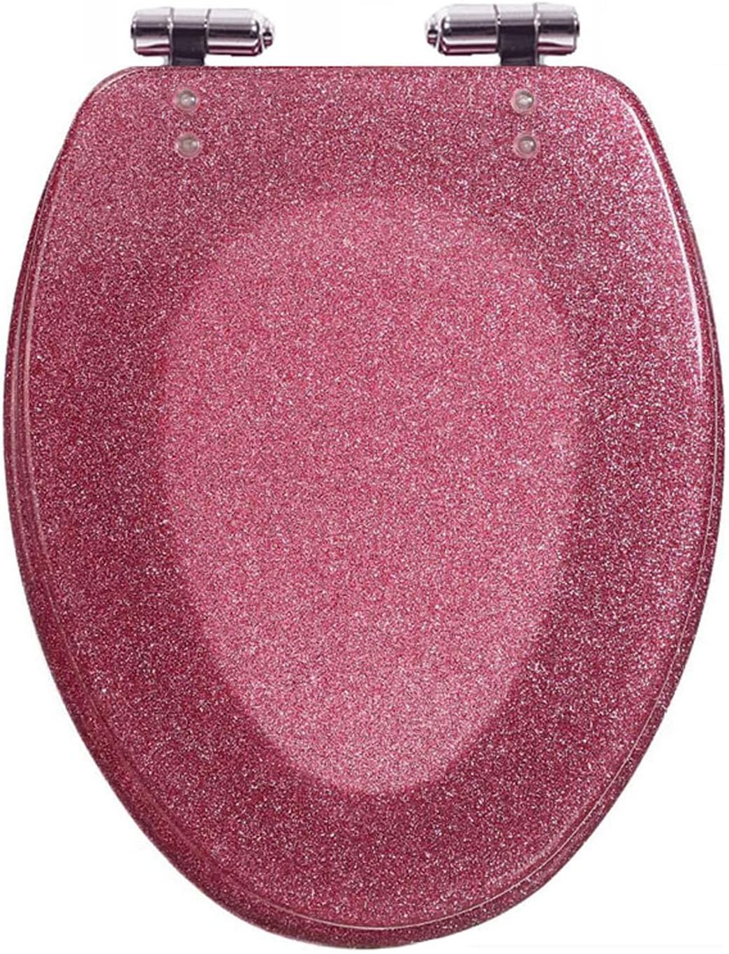 Glitter Toilet Seat Soft Close Elongated Toilet Seat 36.5 * 44Cm Resin Toilet Seat with Adjustable Hinges, Easy to Install Also Easy to Clean,Gold(Pink)