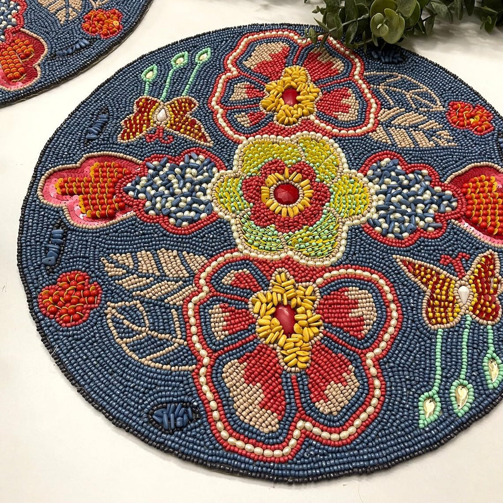 Enliven Set of 6 Handmade Placemats 14 Inch | Lightweight Decorative Dining Table Mats for Wedding, Party & Everyday Use | Easy to Clean Multicolor Placemats